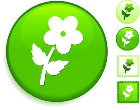 Flower Icon on Internet Button Illustrazione stock