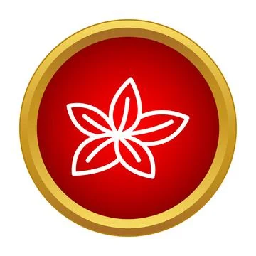 Flower icon in red button with gold border Stock Illustration
