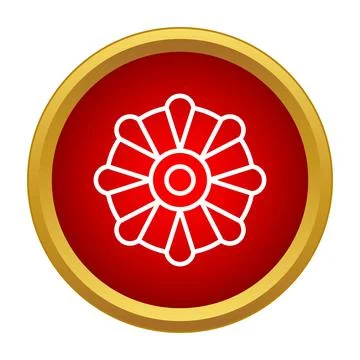 Flower icon in red circle with gold outline Stock Illustration