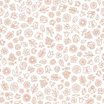Flower icon seamless pattern. Floral leaves, flowers white textu Stock Illustration
