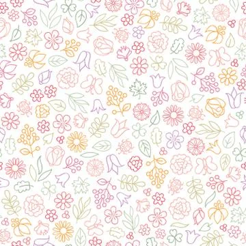 Flower icon seamless pattern. Floral leaves, flowers. Summer orn Illustrazione stock