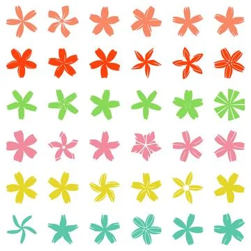 Flower icon set. Botanical Vector Stock Illustration