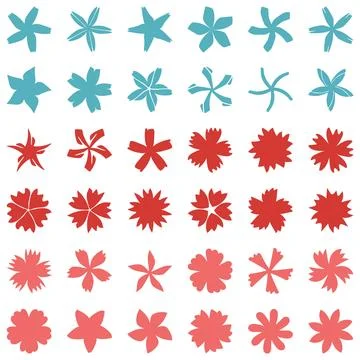 Flower icon set. Botanical Vector Stock Illustration