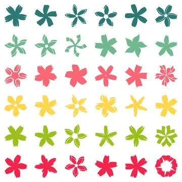 Flower icon set. Botanical Vector Stock Illustration
