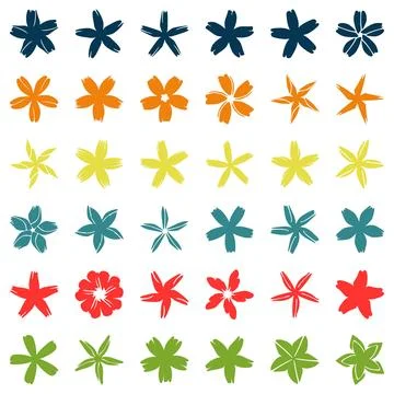 Flower icon set. Botanical Vector Stock Illustration