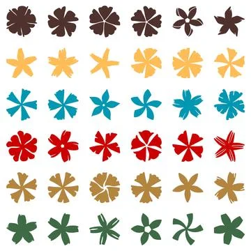 Flower icon set. Botanical Vector Stock Illustration