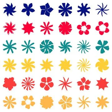 Flower icon set. Botanical Vector Stock Illustration