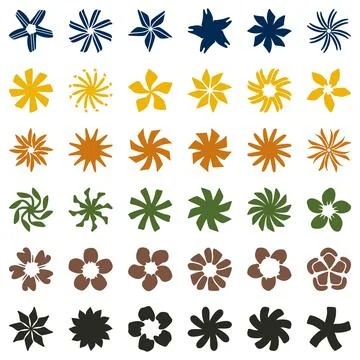 Flower icon set. Botanical Vector Stock Illustration