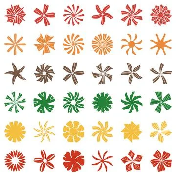 Flower icon set. Botanical Vector Stock Illustration