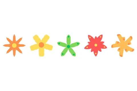 Flower icon set. Botanical Vector Stock Illustration