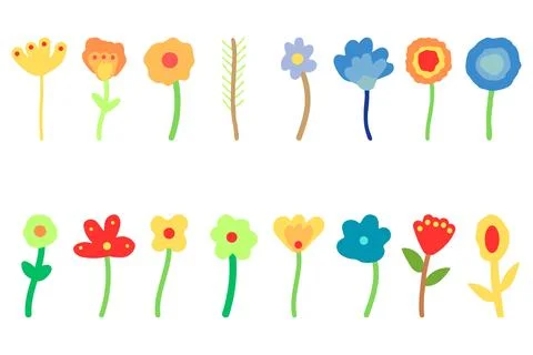 Flower icon set. Botanical Vector Stock Illustration