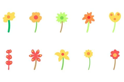 Flower icon set. Botanical Vector Stock Illustration