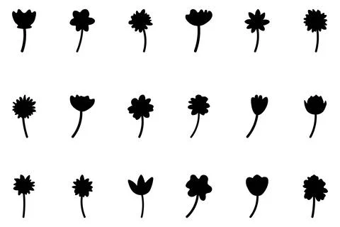Flower icon set. Botanical Vector Stock Illustration