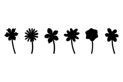 Flower icon set. Botanical Vector Stock Illustration