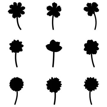 Flower icon set. Botanical Vector Stock Illustration