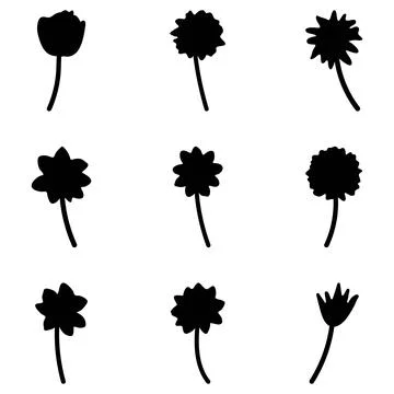 Flower icon set. Botanical Vector Stock Illustration