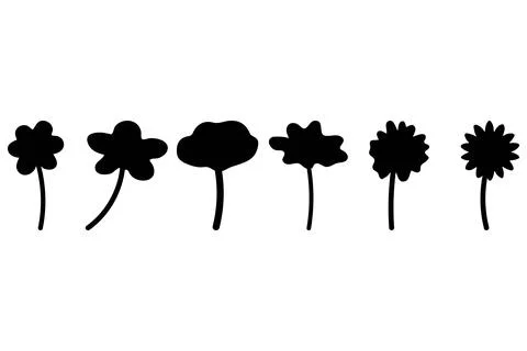 Flower icon set. Botanical Vector Stock Illustration