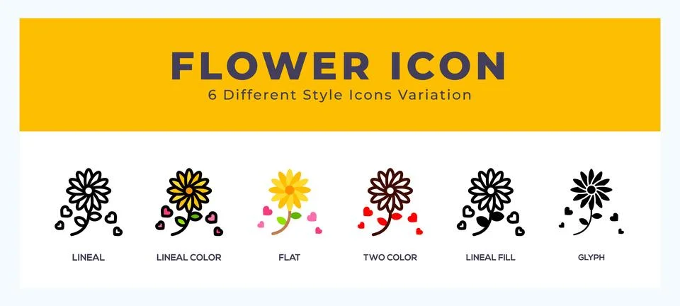 Flower icon set with different styles. Design elements for logo. Vector ill.. Stock Illustration