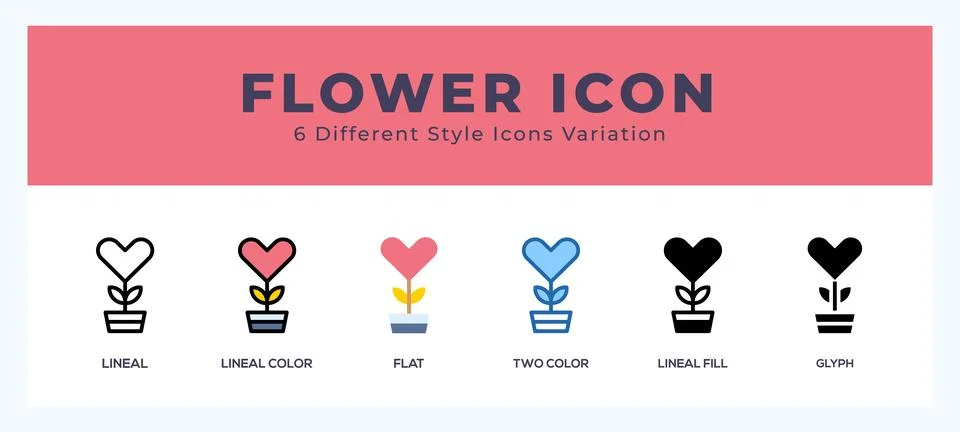 Flower icon set with different styles. Vector illustration. Stockillustratie