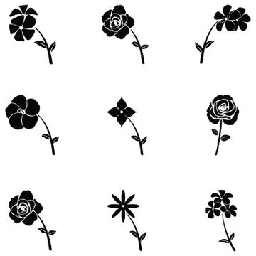 Flower icon set Stock Illustration