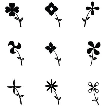 Flower icon set Stock Illustration