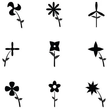 Flower icon set Stock Illustration