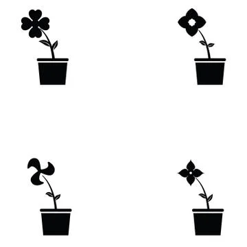 Flower icon set Stock Illustration