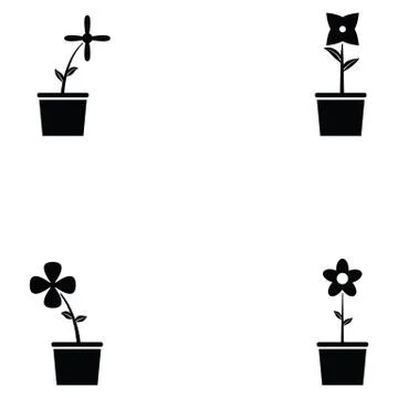 Flower icon set Stock Illustration