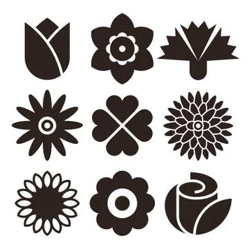 Flower icon set Stock Illustration