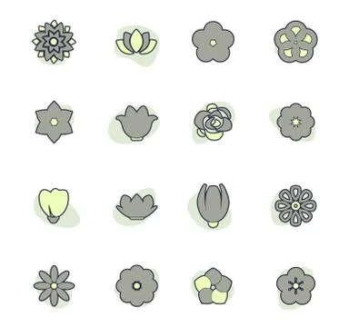 Flower icon set Illustrazione stock