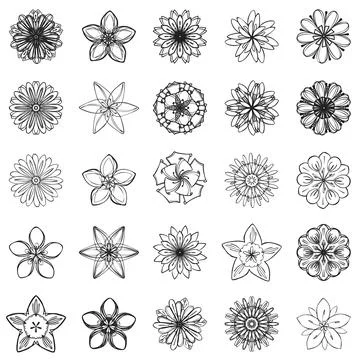 Flower icon set, simple style 스톡 일러스트