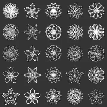 Flower icon set, simple style 스톡 일러스트
