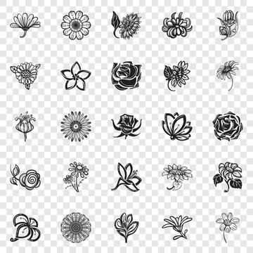 Flower icon set, simple style イラスト素材