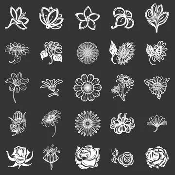 Flower icon set, simple style Illustrazione stock