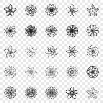 Flower icon set, simple style Illustrazione stock