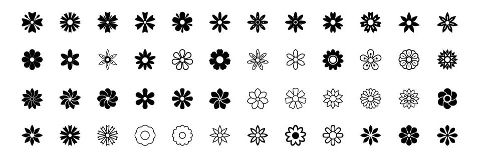 Flower icon set, vector isolated Stock Illustration