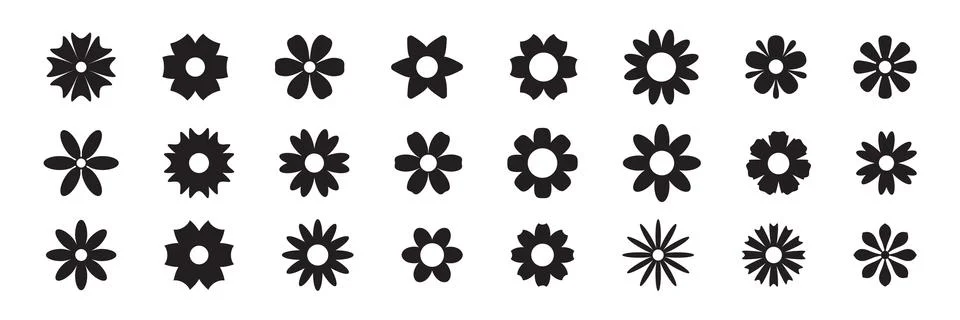 Flower icon set, vector isolated Stock Illustration