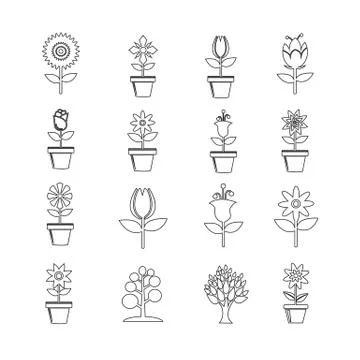 Flower Icon Set for website Stock Illustration