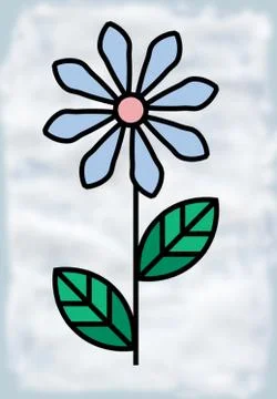 The flower icon is simple, on a gray background. Illustrazione stock