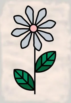 The flower icon is simple, on a gray background. Illustrazione stock