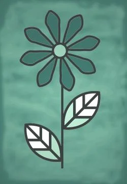 The flower icon is simple, on a green background. Stock Illustration