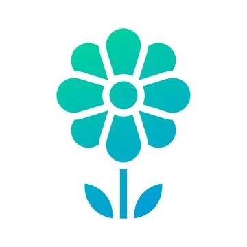 Flower icon solid gradient green blue colour easter symbol illustration. 스톡 일러스트