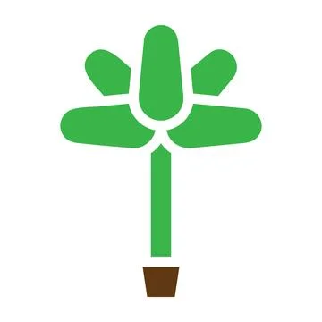 Flower icon solid green brown colour easter symbol illustration. Stock Illustration