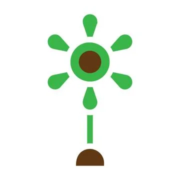 Flower icon solid green brown colour easter symbol illustration. 스톡 일러스트