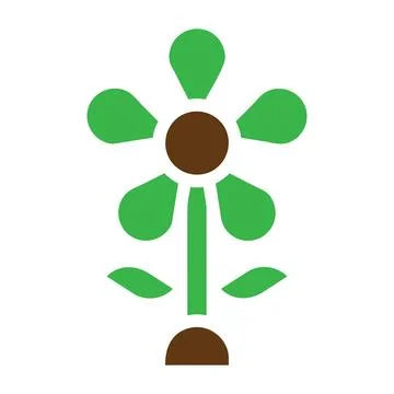 Flower icon solid green brown colour easter symbol illustration. Illustrazione stock