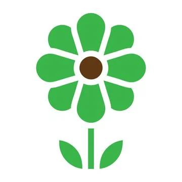 Flower icon solid green brown colour easter symbol illustration. 스톡 일러스트