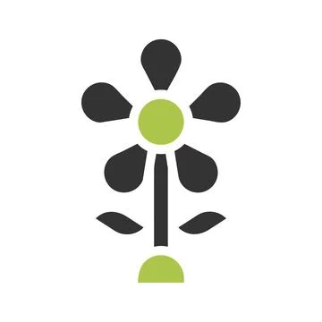Flower icon solid green grey colour easter symbol illustration. 스톡 일러스트