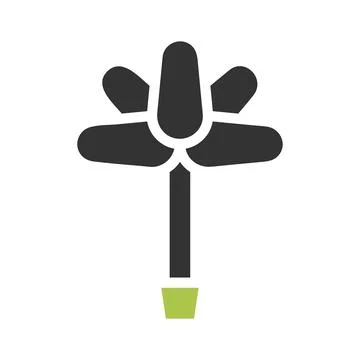 Flower icon solid green grey colour easter symbol illustration. Illustrazione stock