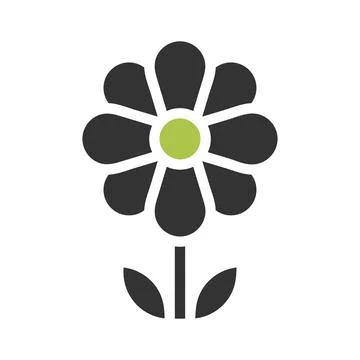 Flower icon solid green grey colour easter symbol illustration. 스톡 일러스트