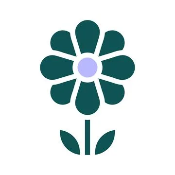 Flower icon solid green purple colour easter symbol illustration. Stock Illustration
